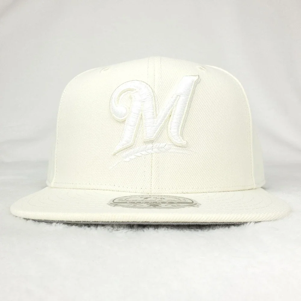 Milwaukee Brewers Mitchell & Ness‎ MLB Fitted 7 3/8 Liberty Hat Cap 3D Logo NWT